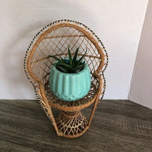 Vtg Plant  Stand Peacock Chair
